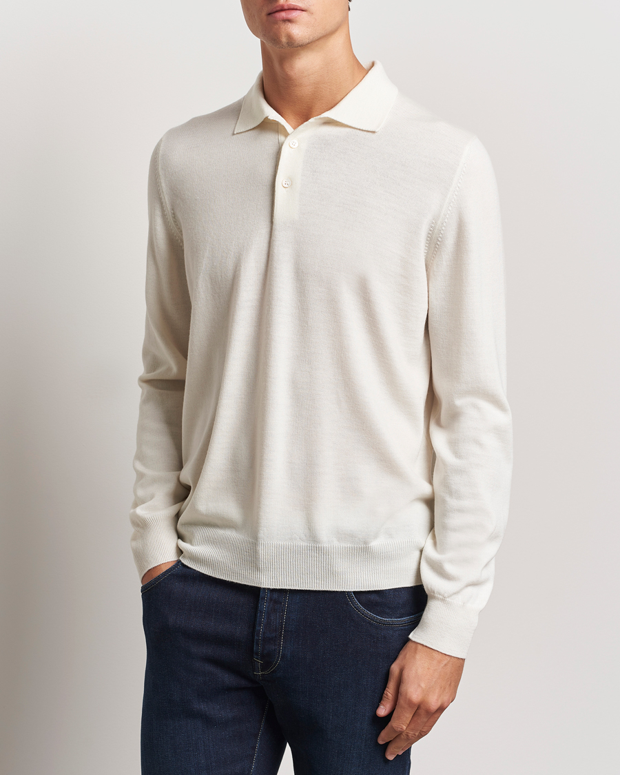 Herre | Gensere | Gran Sasso | Merino Fashion Fit Polo Cream