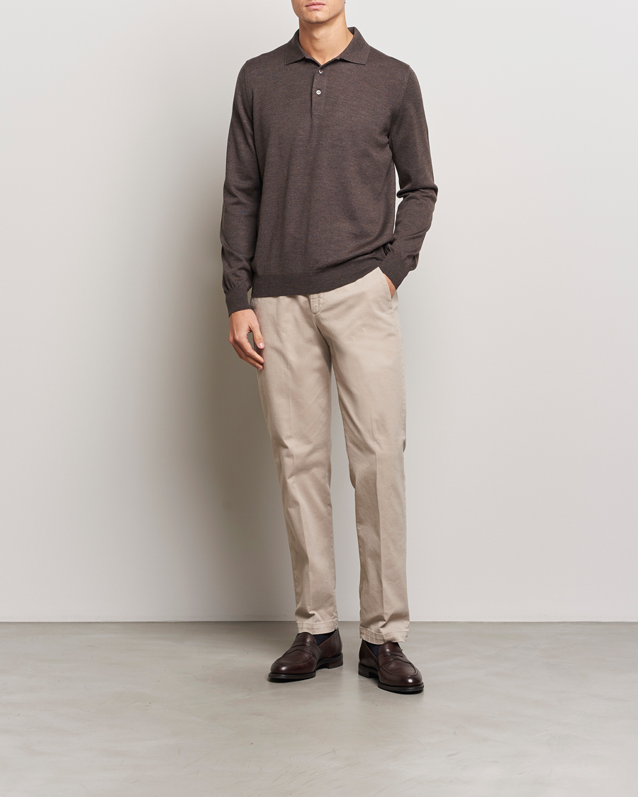 Herre | Gensere | Gran Sasso | Merino Fashion Fit Polo Brown