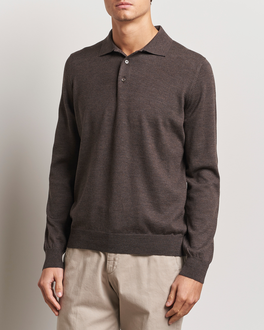 Herre | Gensere | Gran Sasso | Merino Fashion Fit Polo Brown