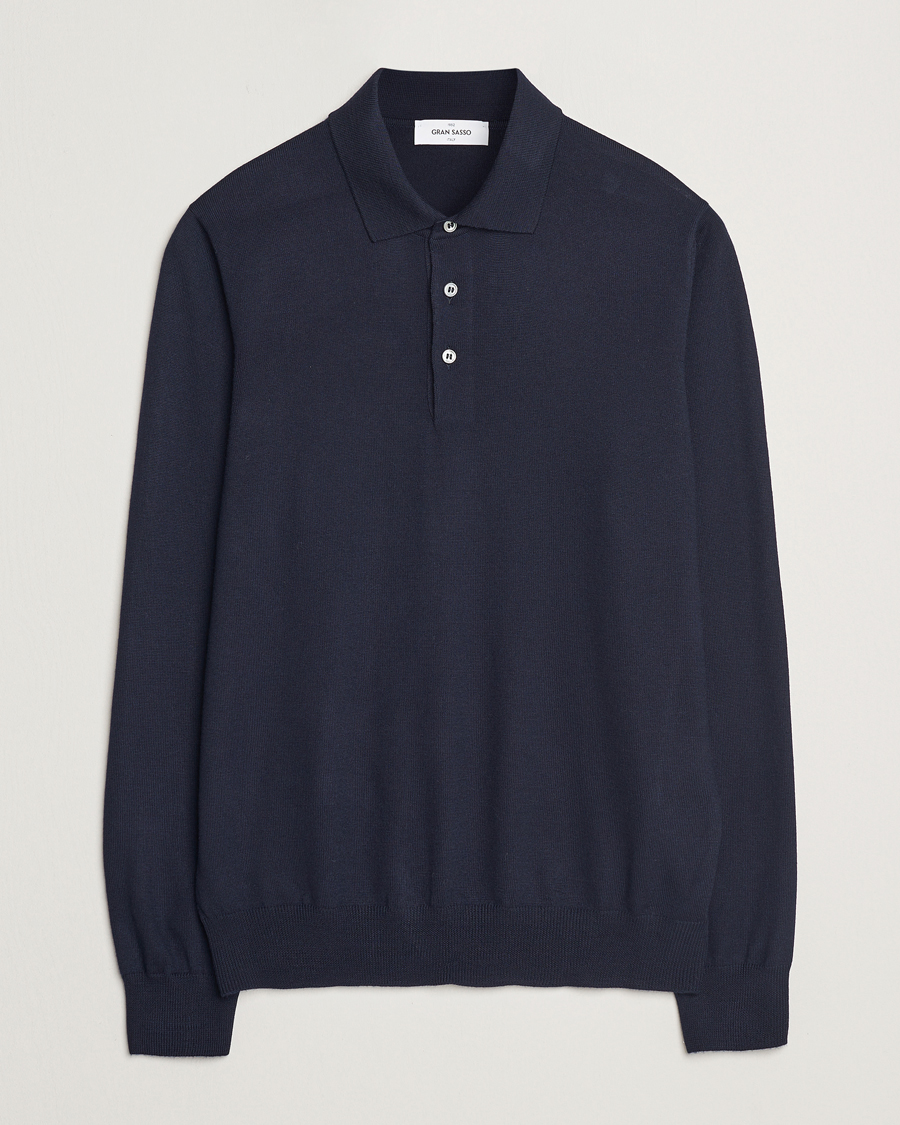 Herre | Gensere | Gran Sasso | Merino Fashion Fit Polo Navy
