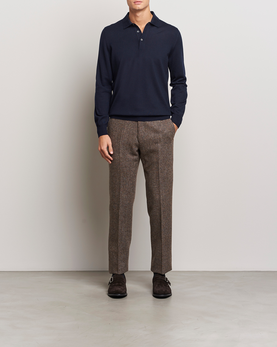 Herre | Gensere | Gran Sasso | Merino Fashion Fit Polo Navy