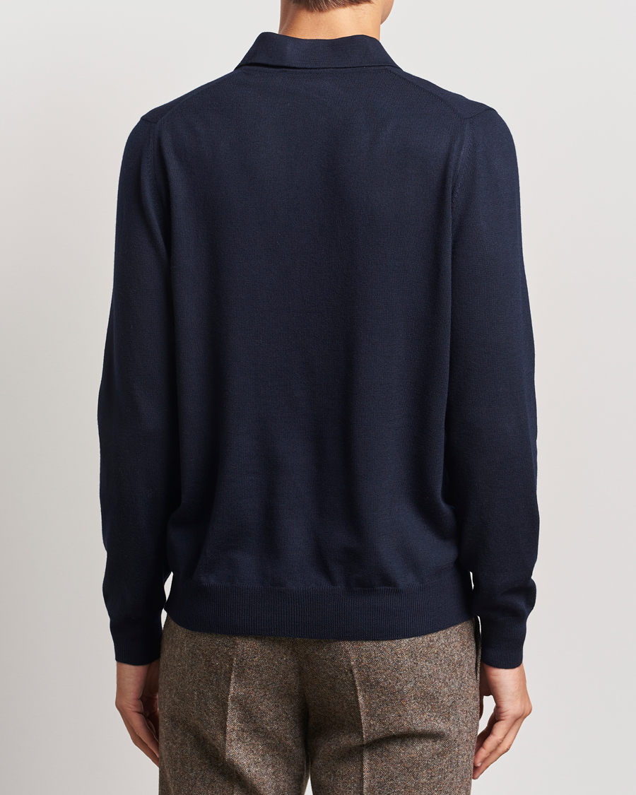 Herre | Gensere | Gran Sasso | Merino Fashion Fit Polo Navy
