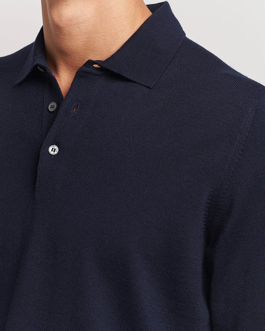Herre | Gensere | Gran Sasso | Merino Fashion Fit Polo Navy