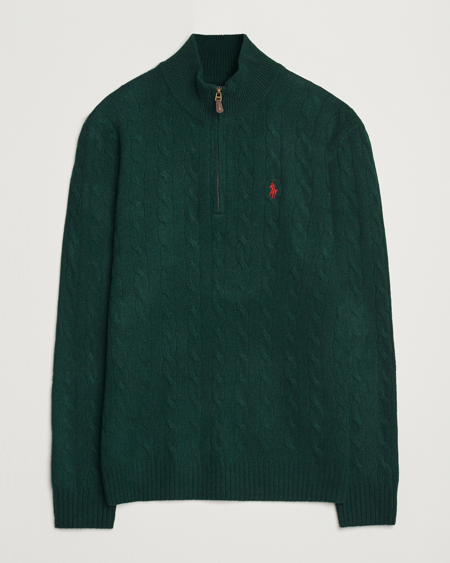 Herre | Gensere | Polo Ralph Lauren | Wool/Cashmere Cable Half Zip Green