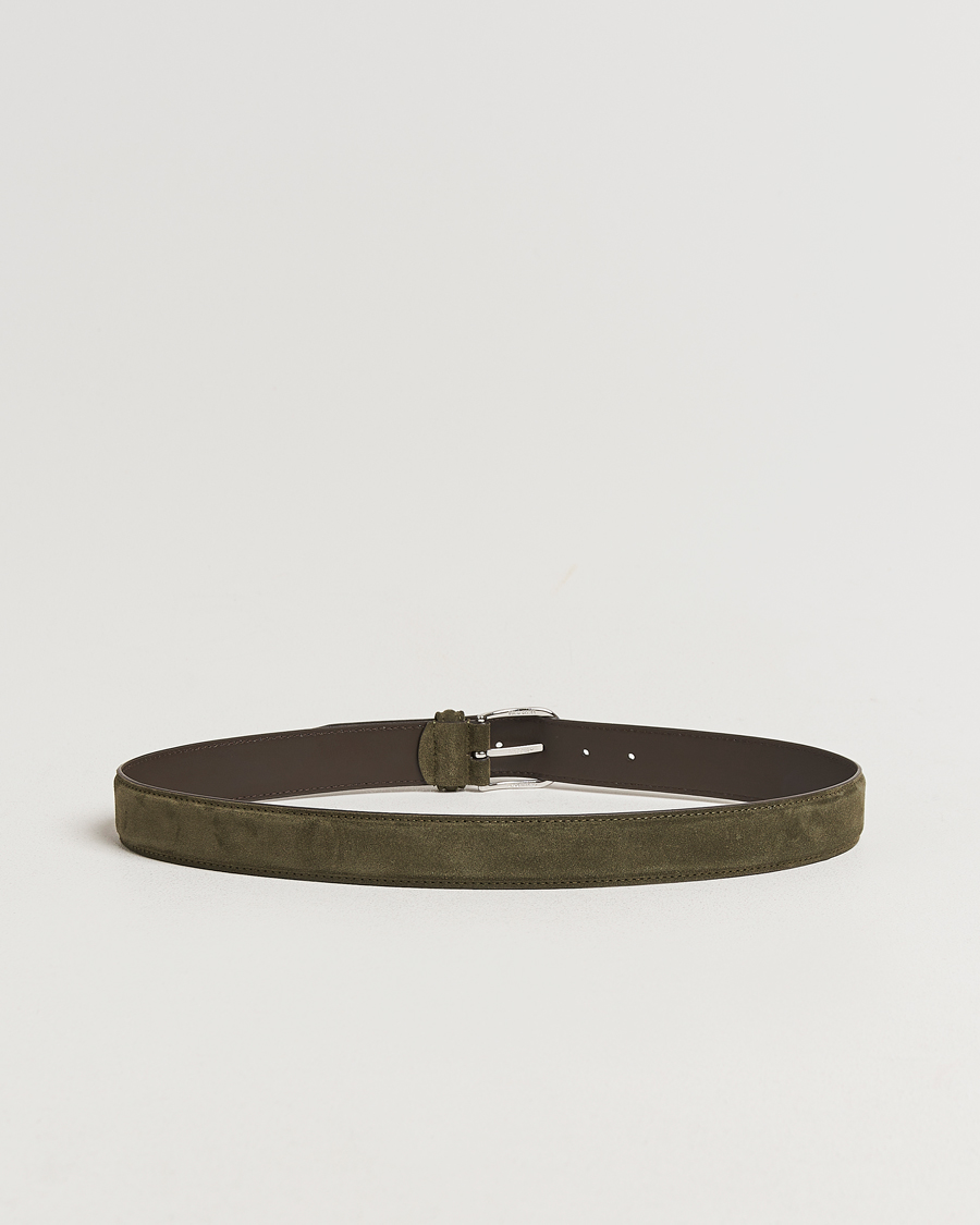 Herre | Belter | Anderson's | Suede 3,5 cm Belt Green
