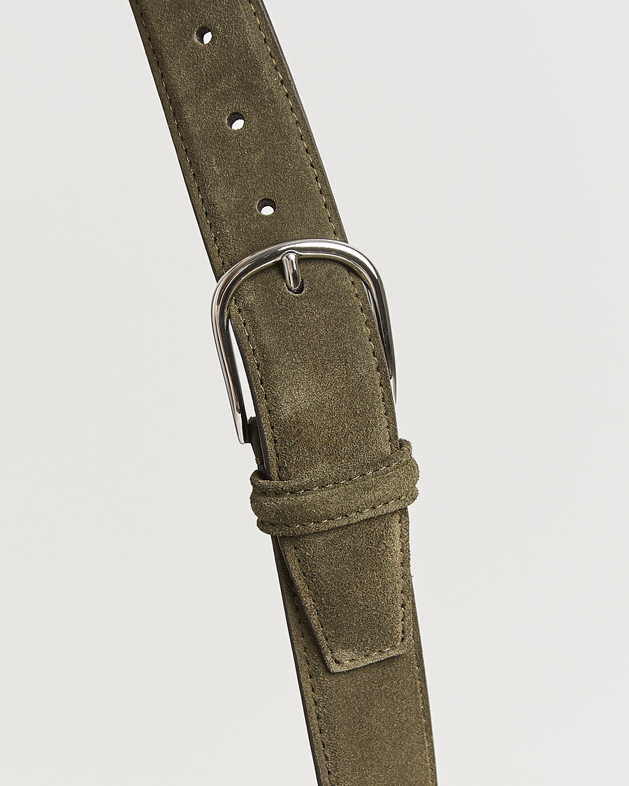 Herre | Belter | Anderson's | Suede 3,5 cm Belt Green