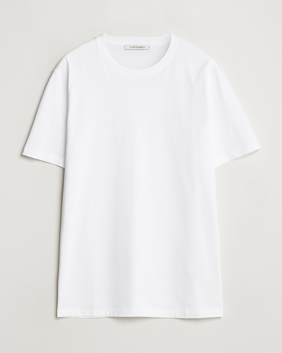 Herre | T-Shirts | A Day's March | Midweight T-Shirt White