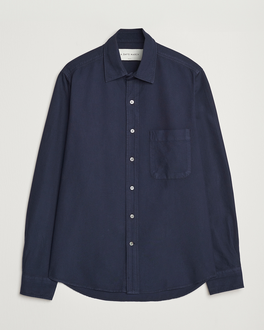Herre | Skjorter | A Day's March | Mason Dyed Oxford Shirt Navy