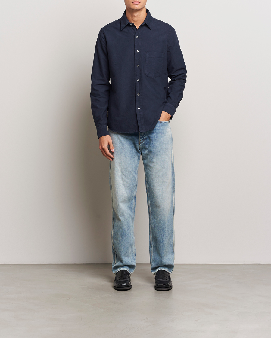 Herre | Skjorter | A Day's March | Mason Dyed Oxford Shirt Navy