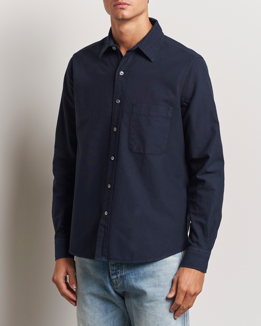 Herre | Skjorter | A Day's March | Mason Dyed Oxford Shirt Navy