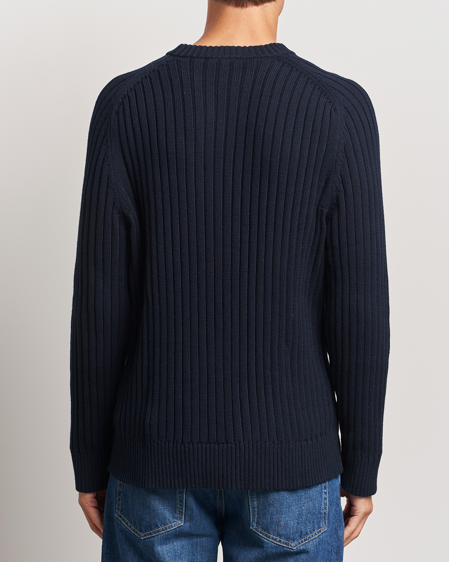 Herre | Gensere | A Day's March | Elmer Cotton Knit Sweater Navy