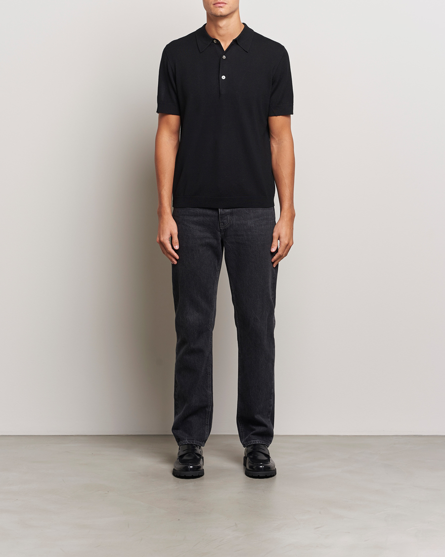 Herre | Pikéer | A Day's March | Rosehall Short Sleeve Merino Polo Black