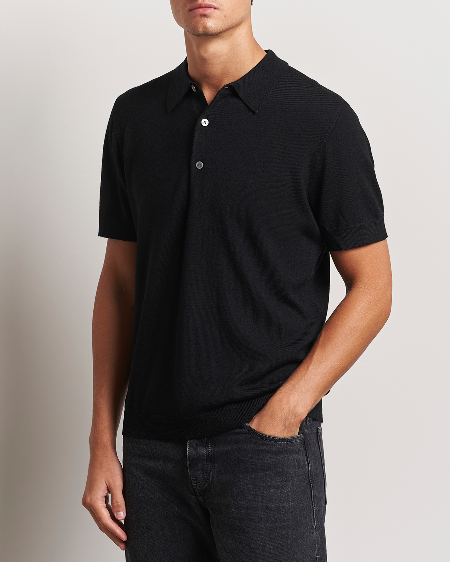 Herre | Pikéer | A Day's March | Rosehall Short Sleeve Merino Polo Black