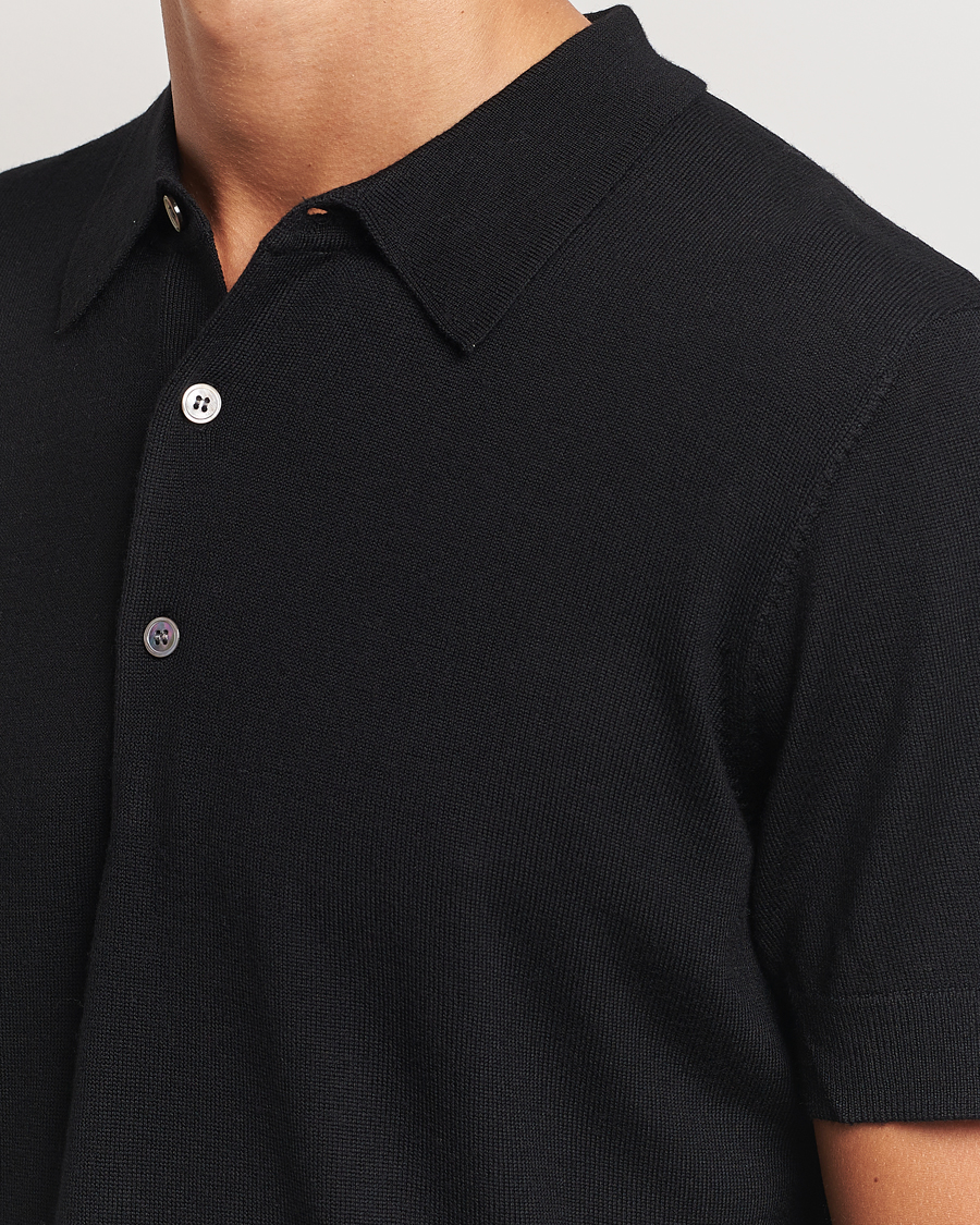 Herre | Pikéer | A Day's March | Rosehall Short Sleeve Merino Polo Black