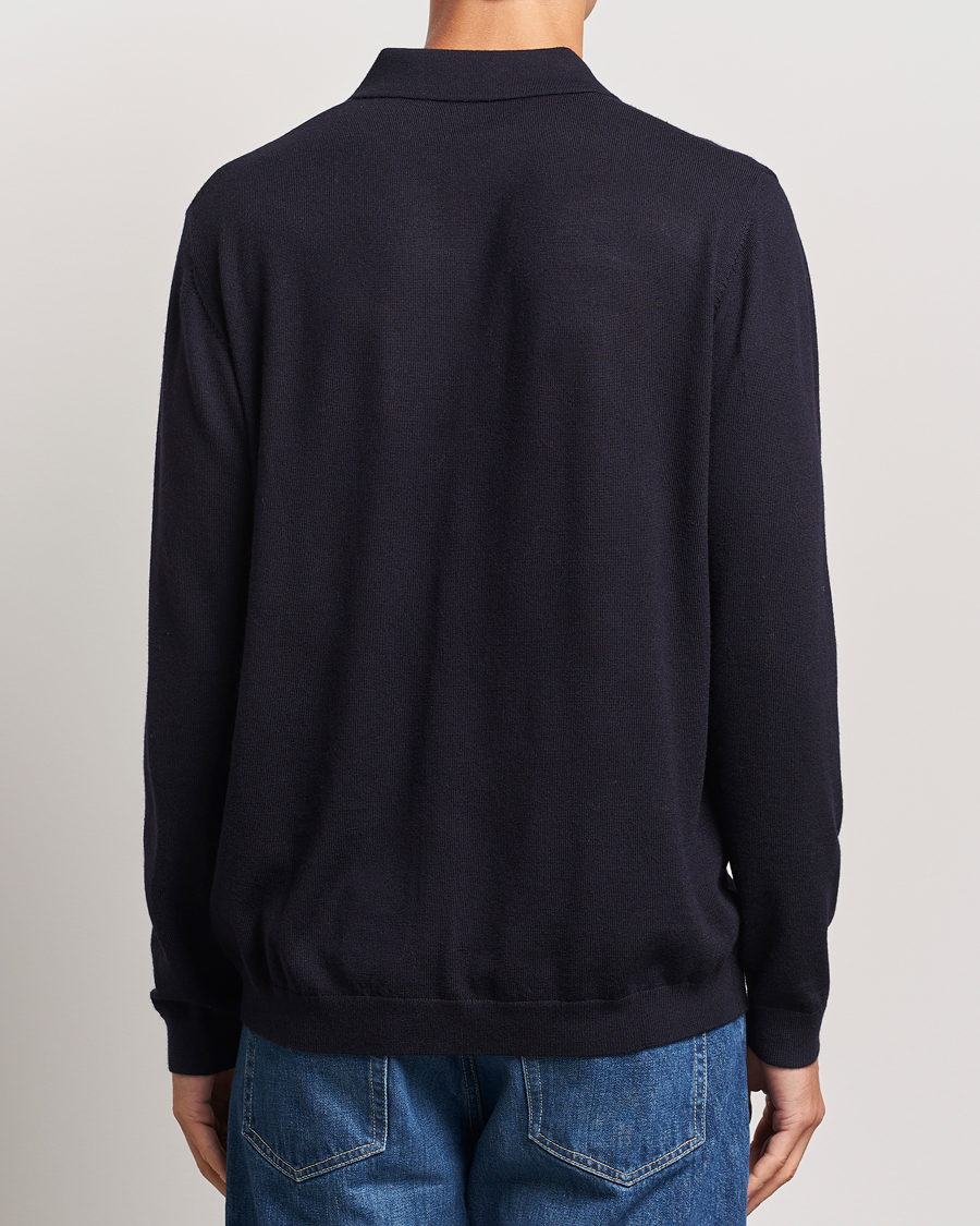 Herre | Gensere | A Day's March | Thompson Merino Half-Zip Polo Navy