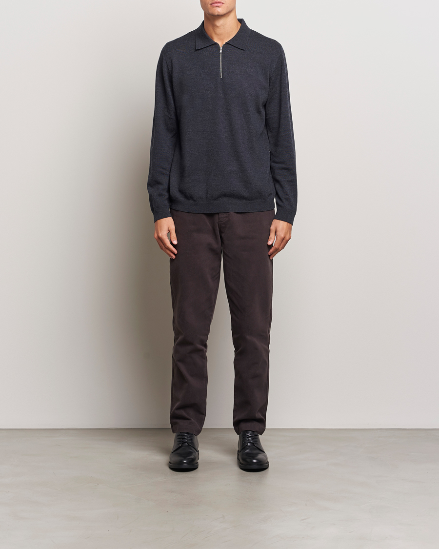 Herre | Gensere | A Day's March | Thompson Merino Half-Zip Polo Anthracite