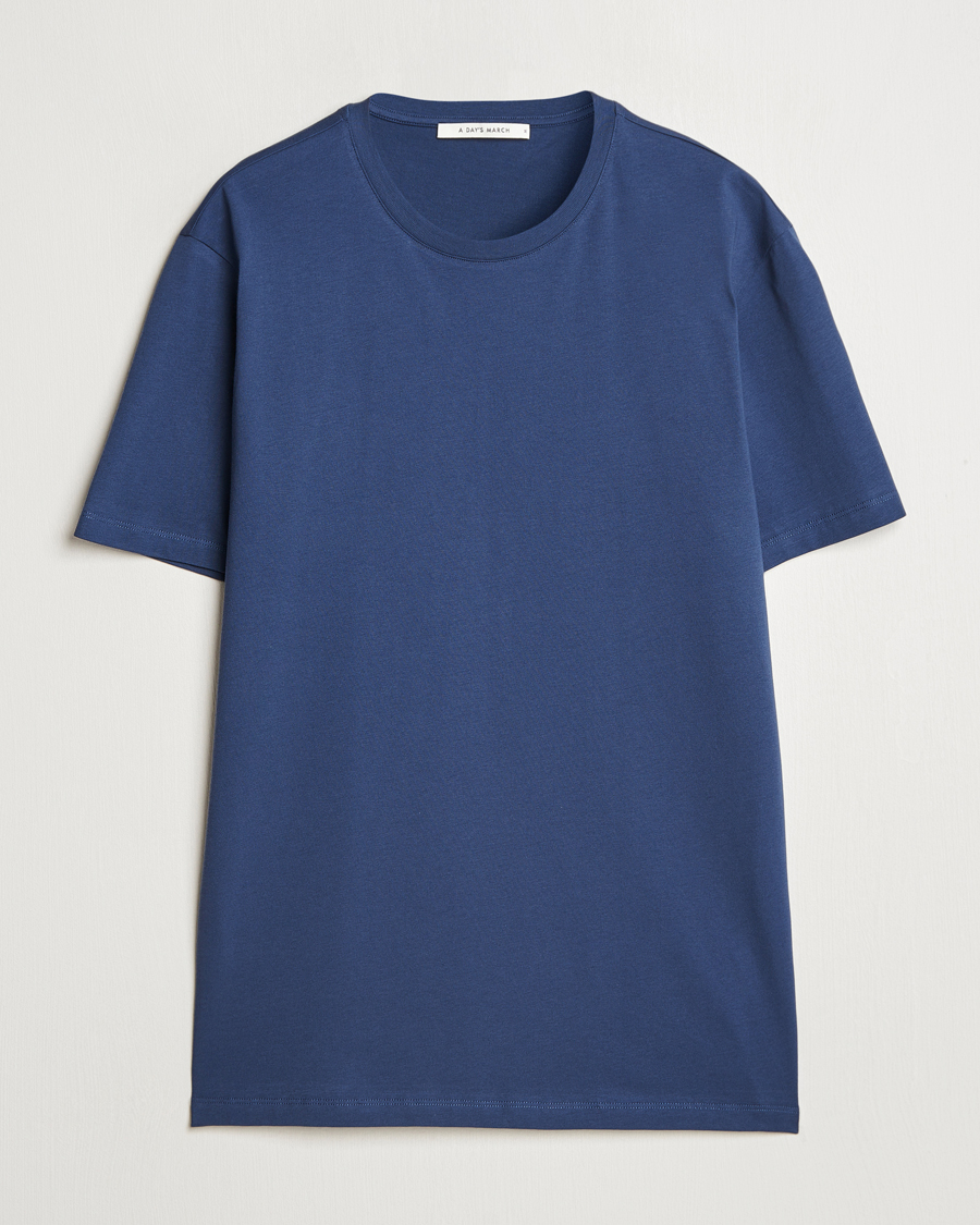 Herre | T-Shirts | A Day's March | Midweight T-Shirt Brewers Blue