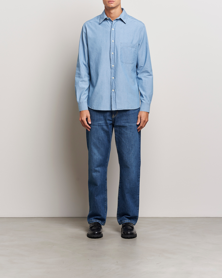 Herre | Skjorter | A Day's March | Will Chambray Shirt Light Blue