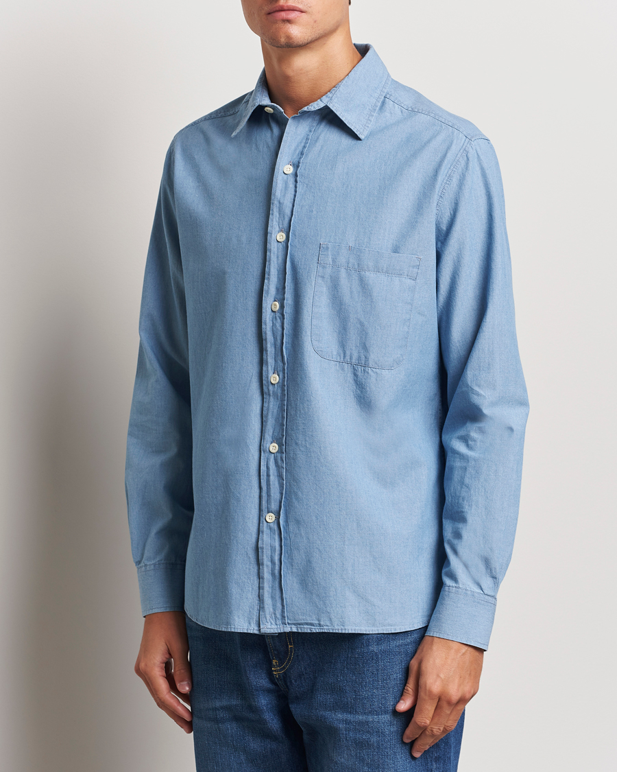 Herre | Skjorter | A Day's March | Will Chambray Shirt Light Blue
