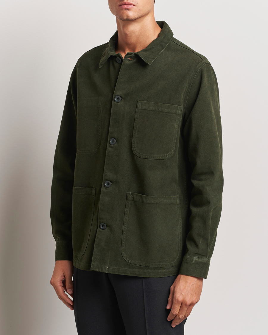 Herre | Skjorter | A Day's March | Algot Cotton Lyocell Overshirt Deep Green