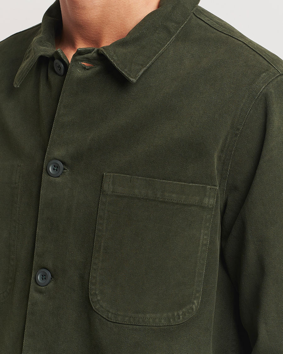 Herre | Skjorter | A Day's March | Algot Cotton Lyocell Overshirt Deep Green