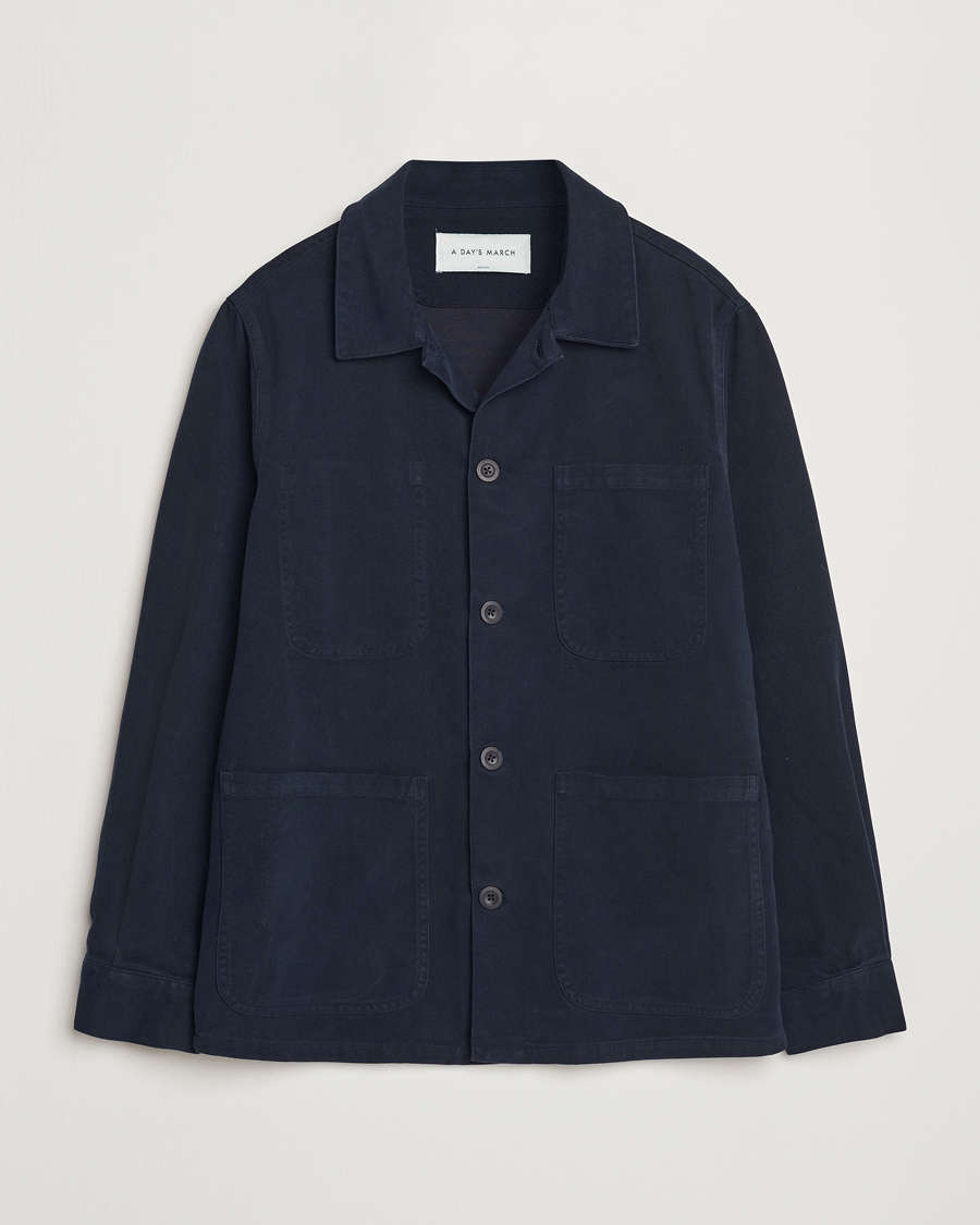 Herre | Jakker | A Day's March | Algot Lyocell Overshirt Navy