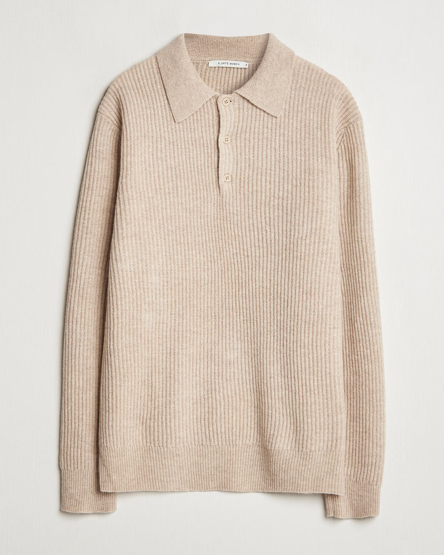Herre | Gensere | A Day's March | Dover Lambswool Polo Sand Melange