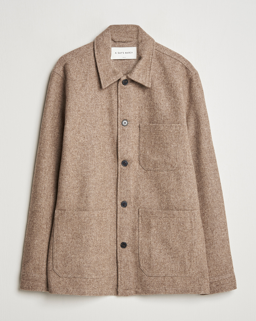 Herre | Skjorter | A Day's March | Original Wool Overshirt Light Taupe Melange