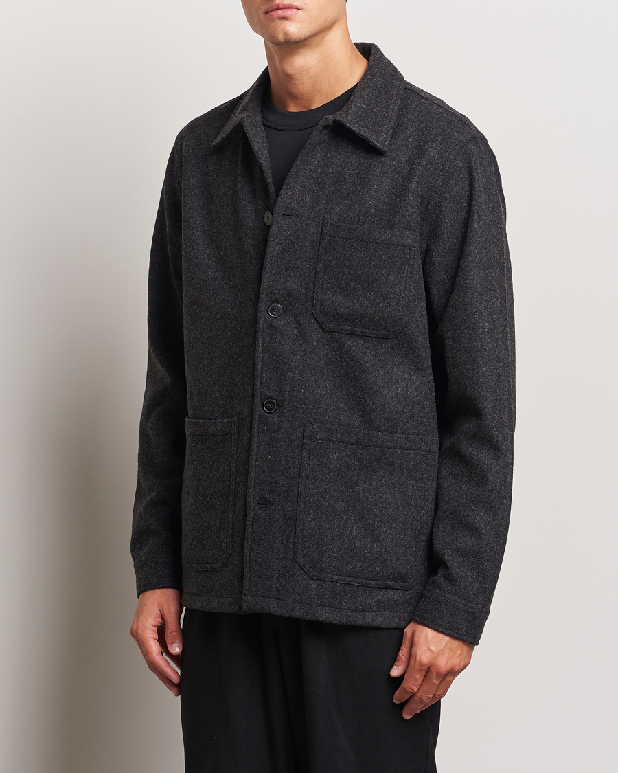 Herre | Skjorter | A Day's March | Original Wool Overshirt Charcoal