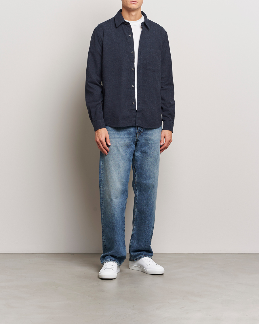 Herre | Skjorter | A Day's March | Newark Flannel Shirt Navy