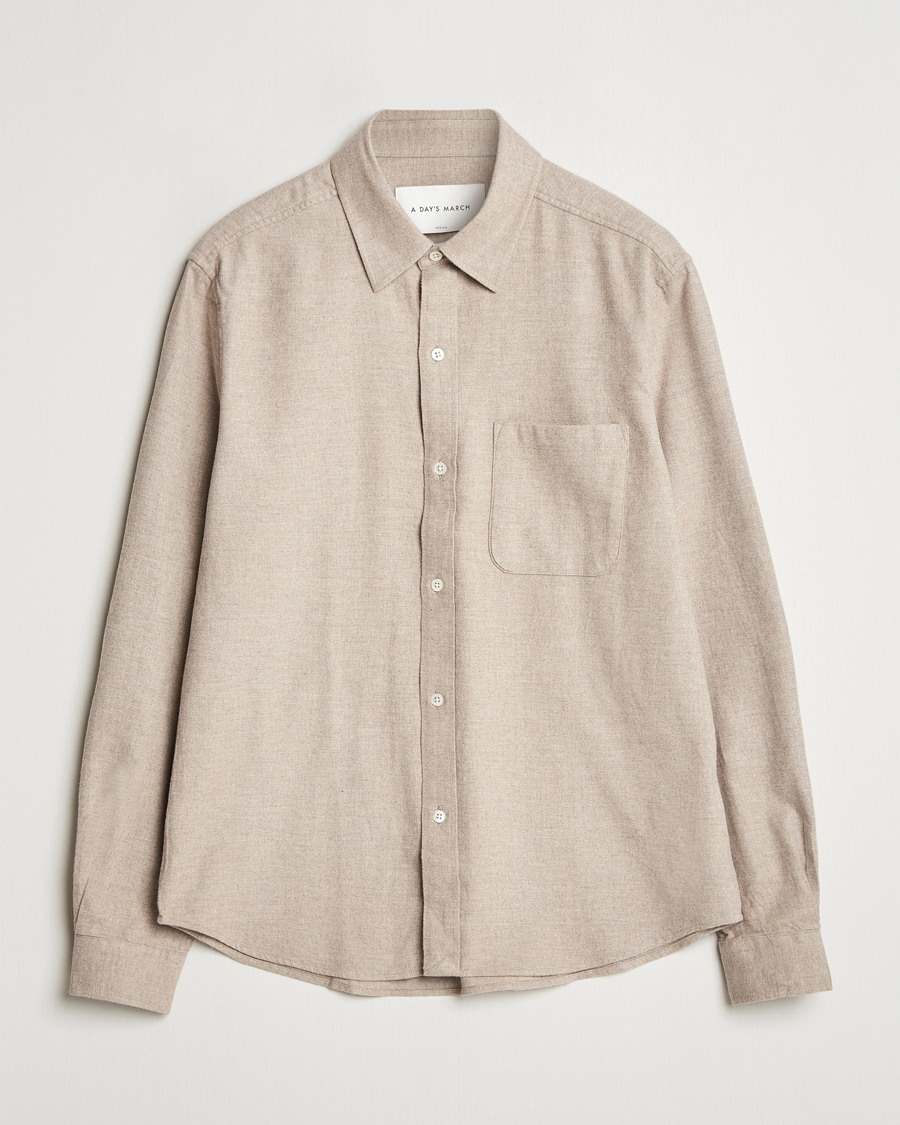 Herre | Skjorter | A Day's March | Newark Flannel Shirt Sand Melange