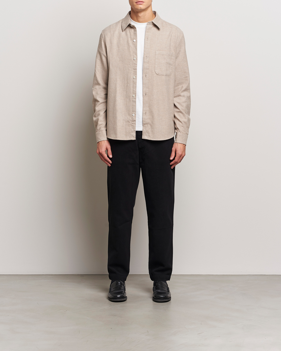 Herre | Skjorter | A Day's March | Newark Flannel Shirt Sand Melange