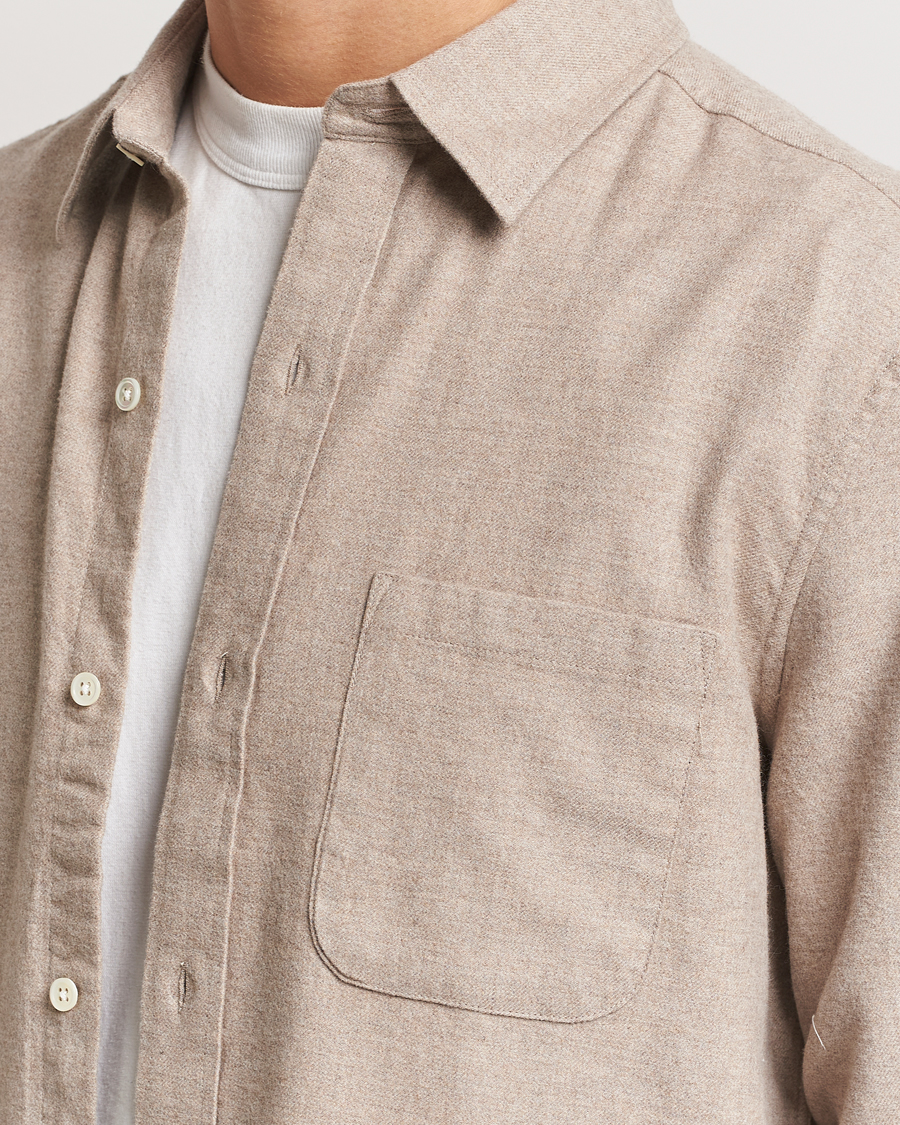 Herre | Skjorter | A Day's March | Newark Flannel Shirt Sand Melange