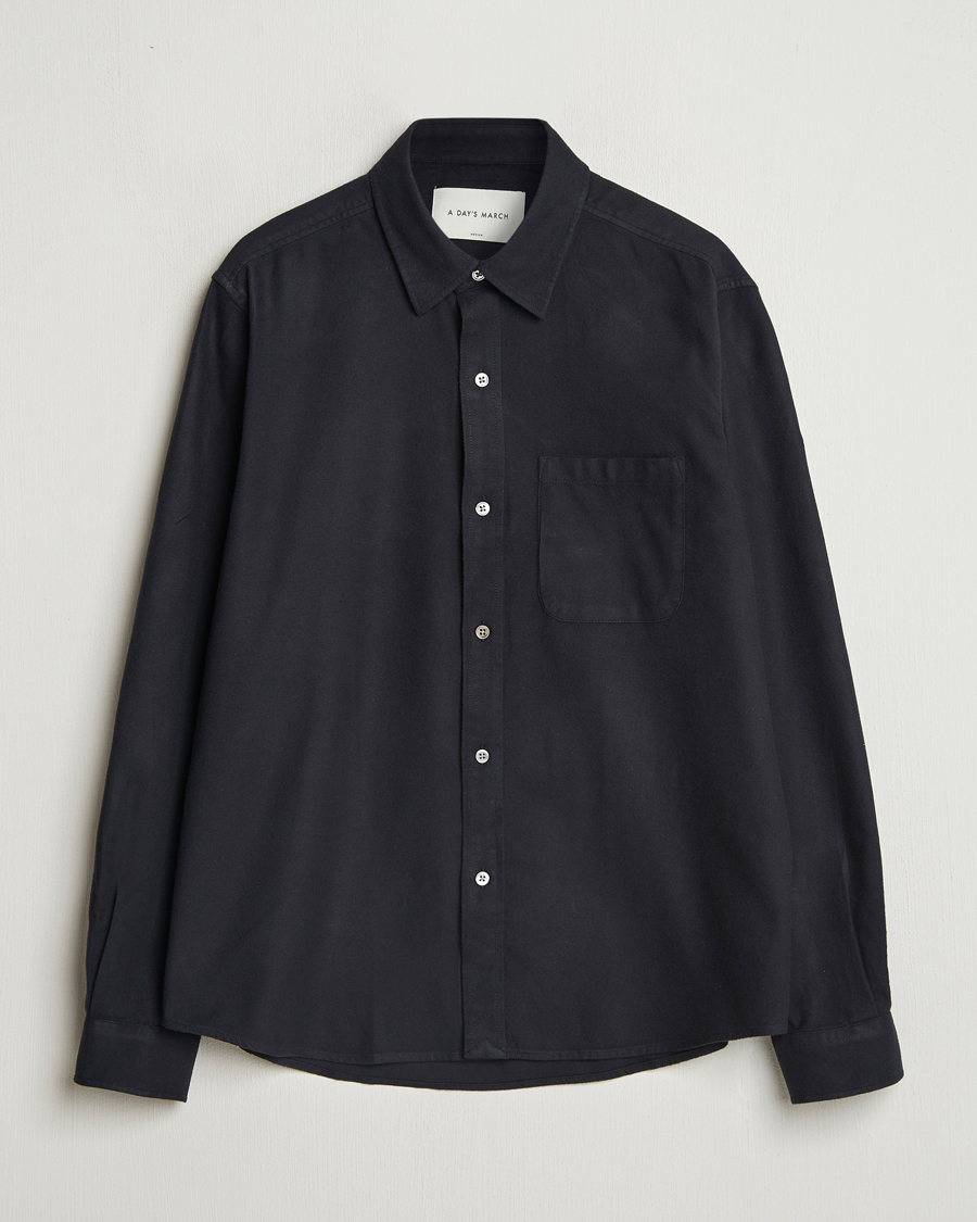 Herre | Skjorter | A Day's March | Newark Flannel Shirt Black