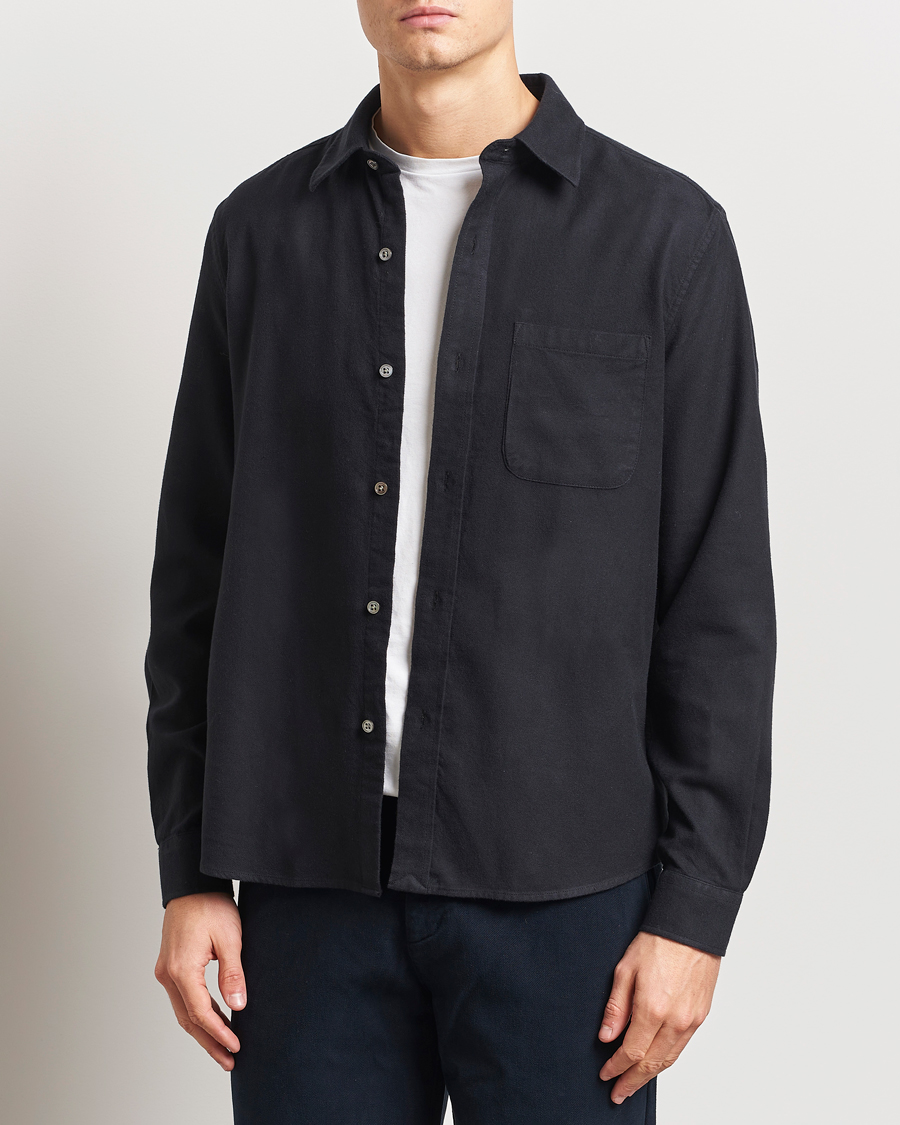 Herre | Skjorter | A Day's March | Newark Flannel Shirt Black