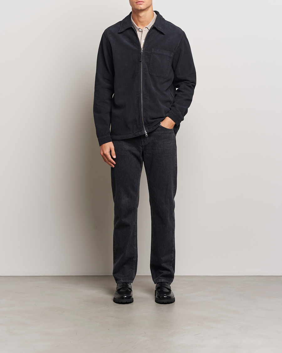 Herre | Skjorter | A Day's March | Fraser Zip Corduroy Overshirt Black