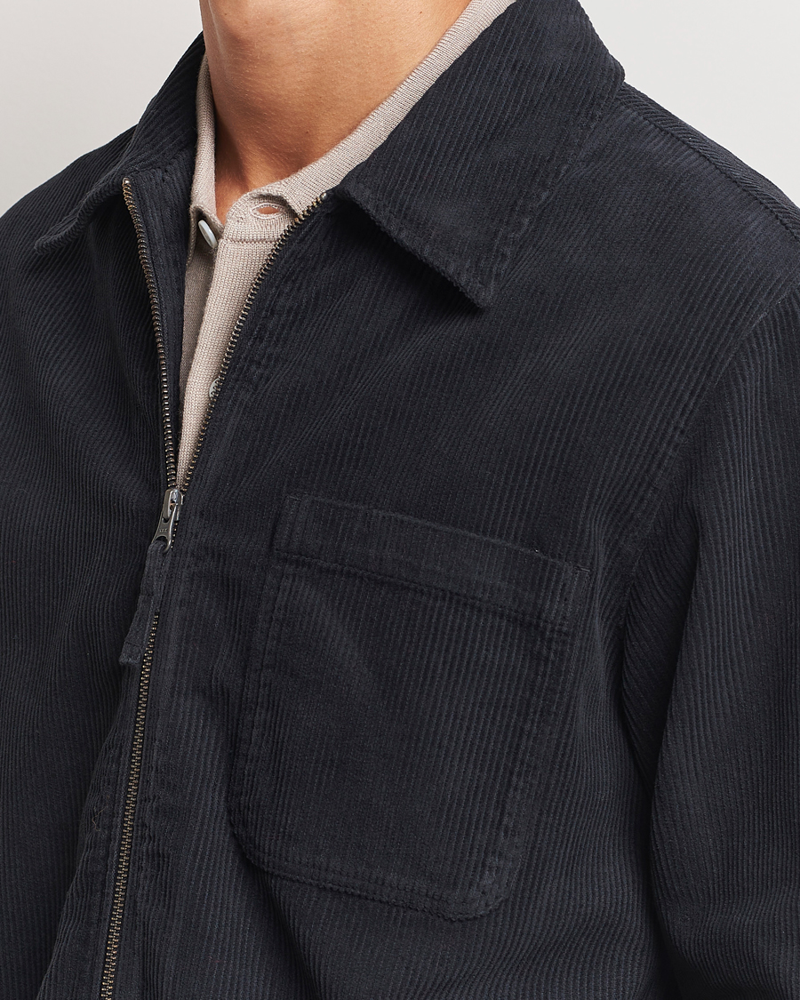 Herre | Skjorter | A Day's March | Fraser Zip Corduroy Overshirt Black