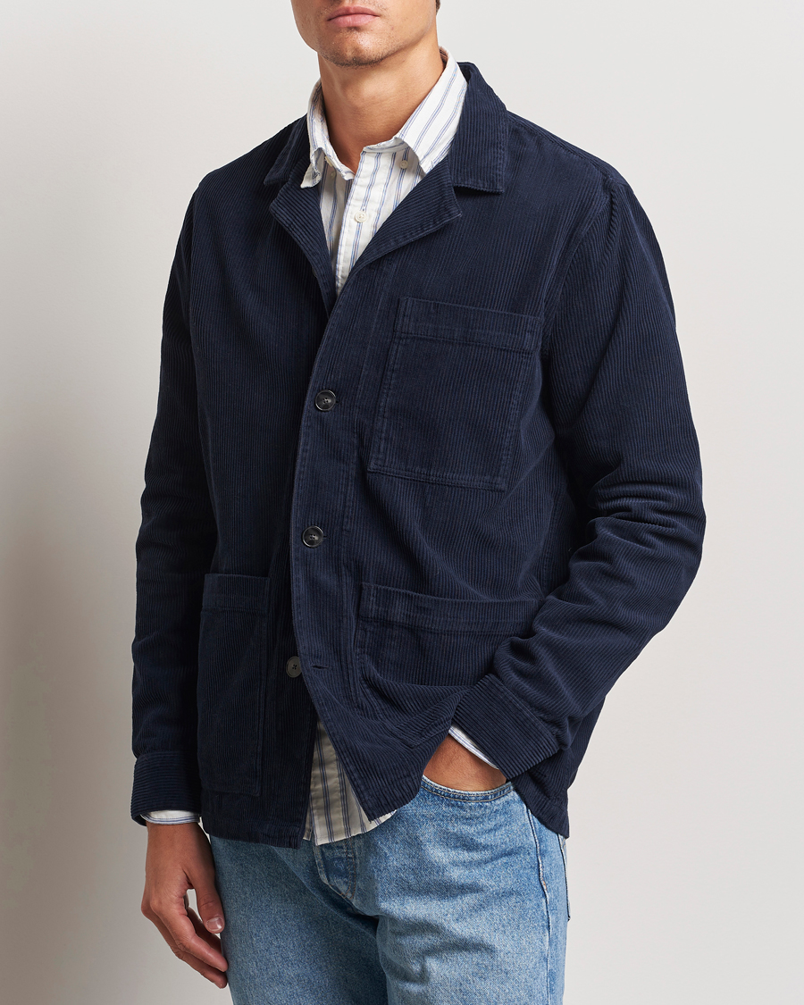 Herre | Skjorter | A Day's March | Banagher Corduroy Overshirt Navy