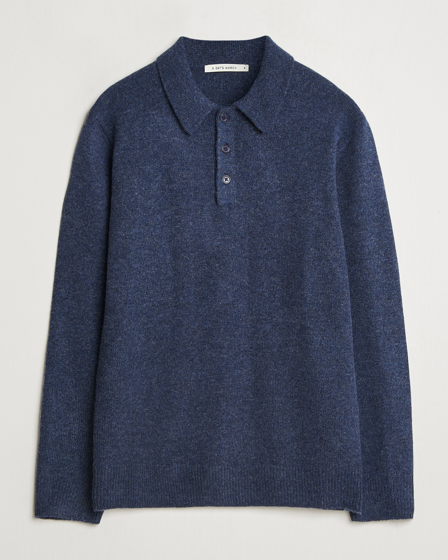 Herre | Gensere | A Day's March | Avoch Lambswool Polo Navy Melange