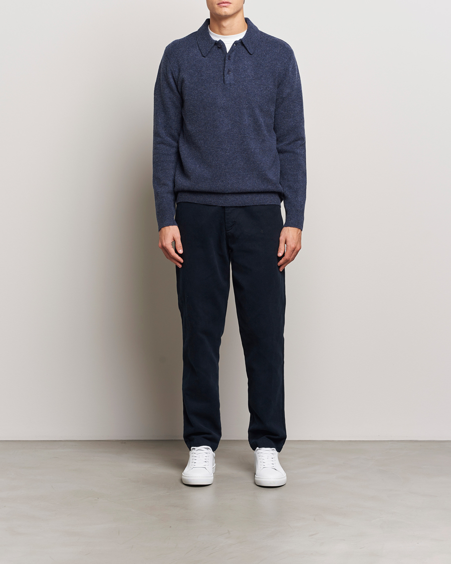 Herre | Gensere | A Day's March | Avoch Lambswool Polo Navy Melange