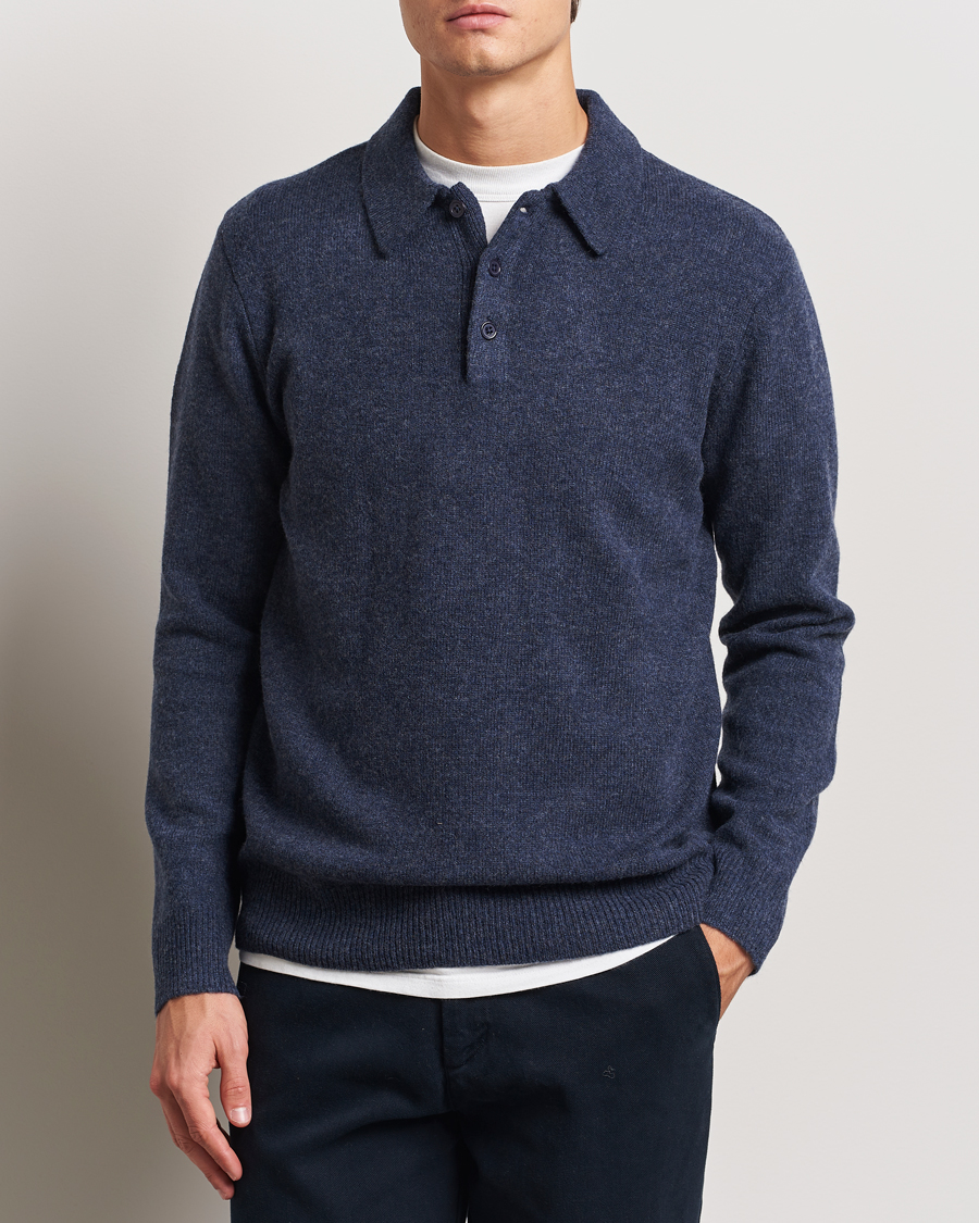 Herre | Gensere | A Day's March | Avoch Lambswool Polo Navy Melange