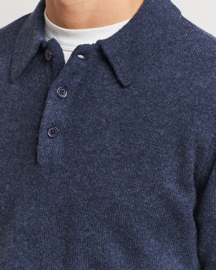 Herre | Gensere | A Day's March | Avoch Lambswool Polo Navy Melange
