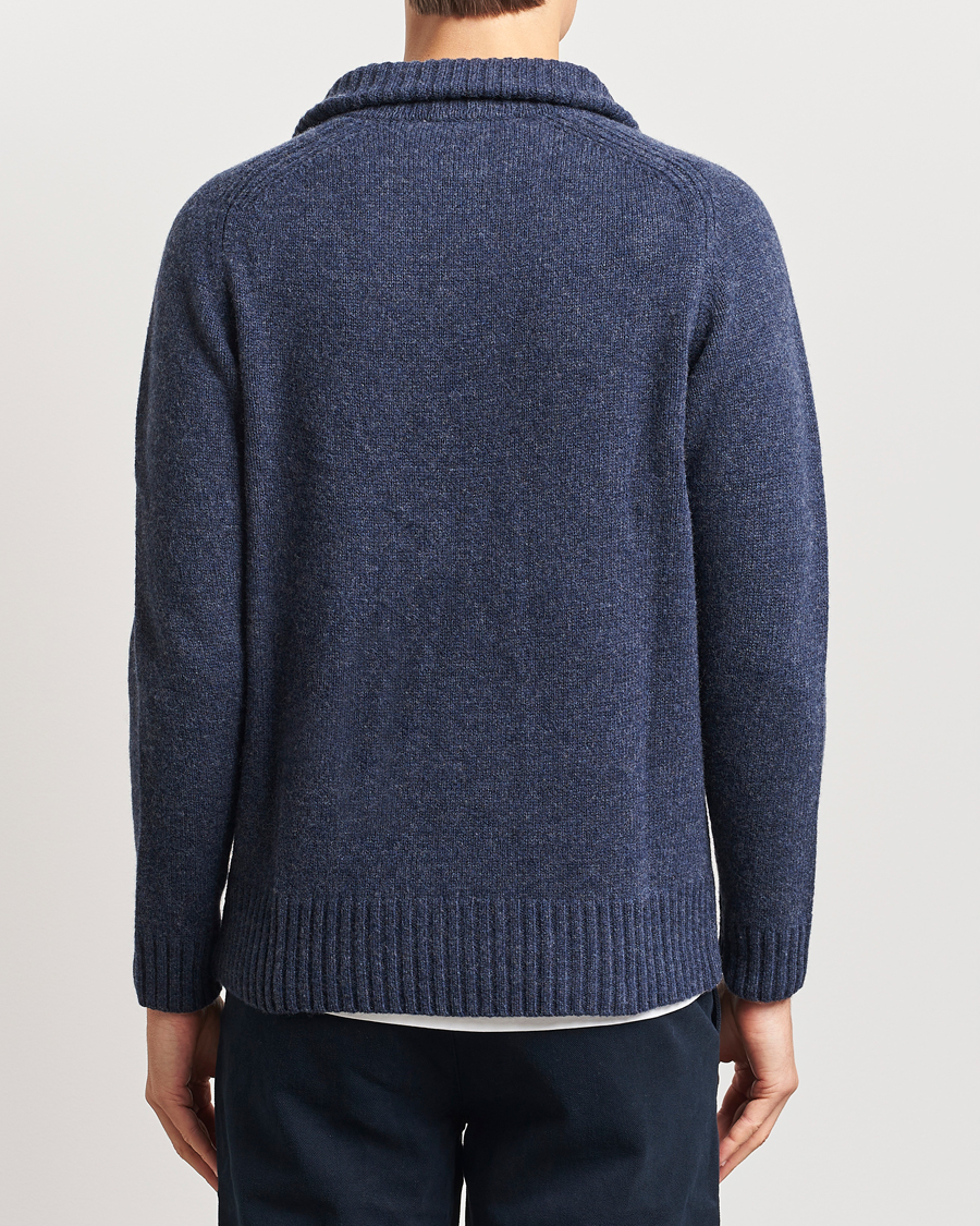 Herre | Gensere | A Day's March | Cullen Half-Zip Lambswool Sweater Navy Melange