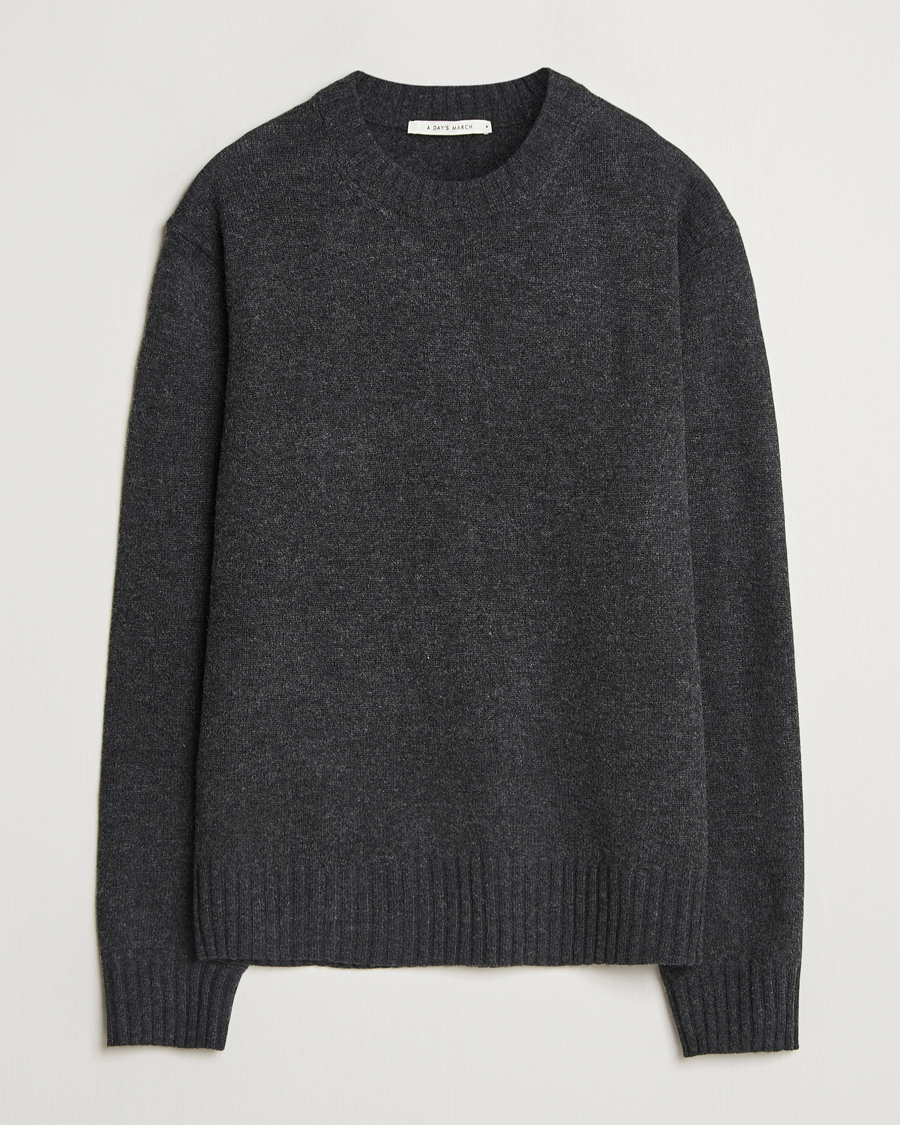 Herre | Gensere | A Day's March | Marlow Lambswool Crew Black Melange