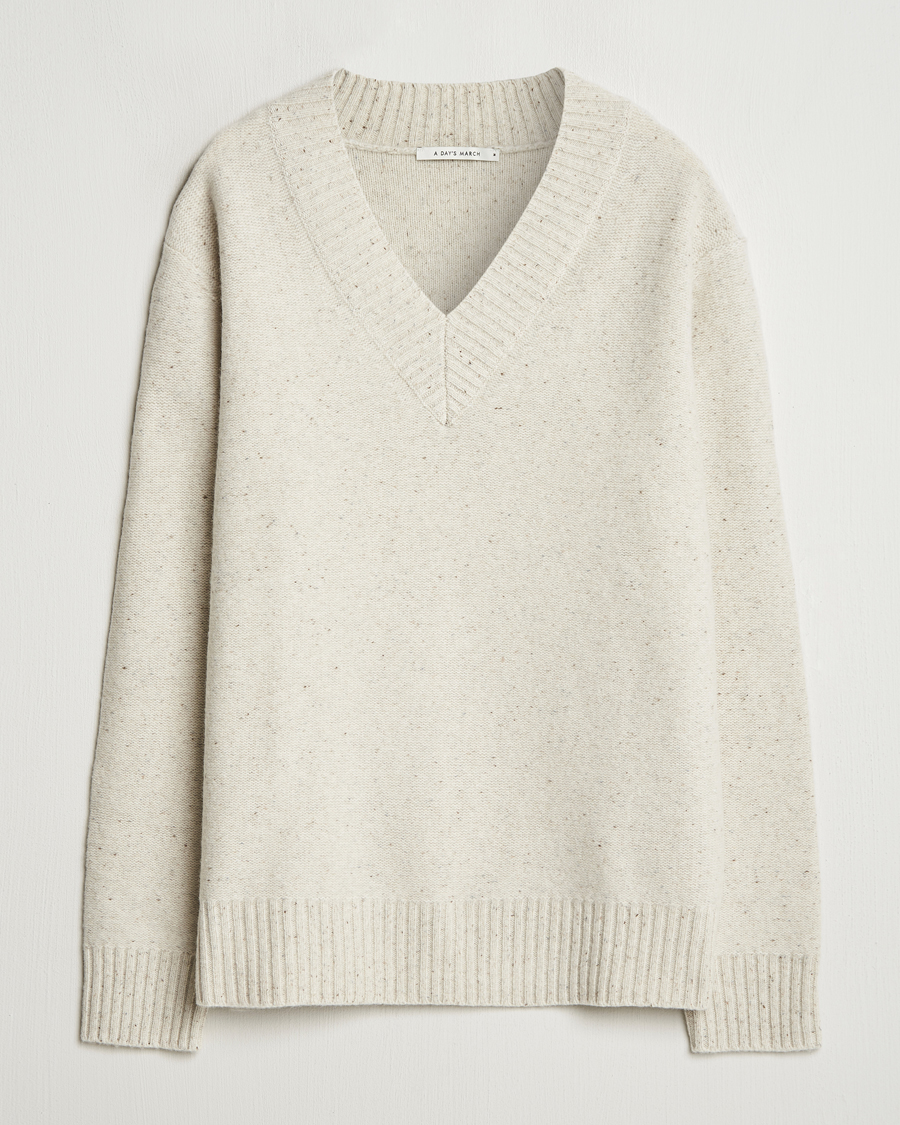 Herre | Gensere | A Day's March | Stanley Boiled Merino V-Neck Sweater Snow