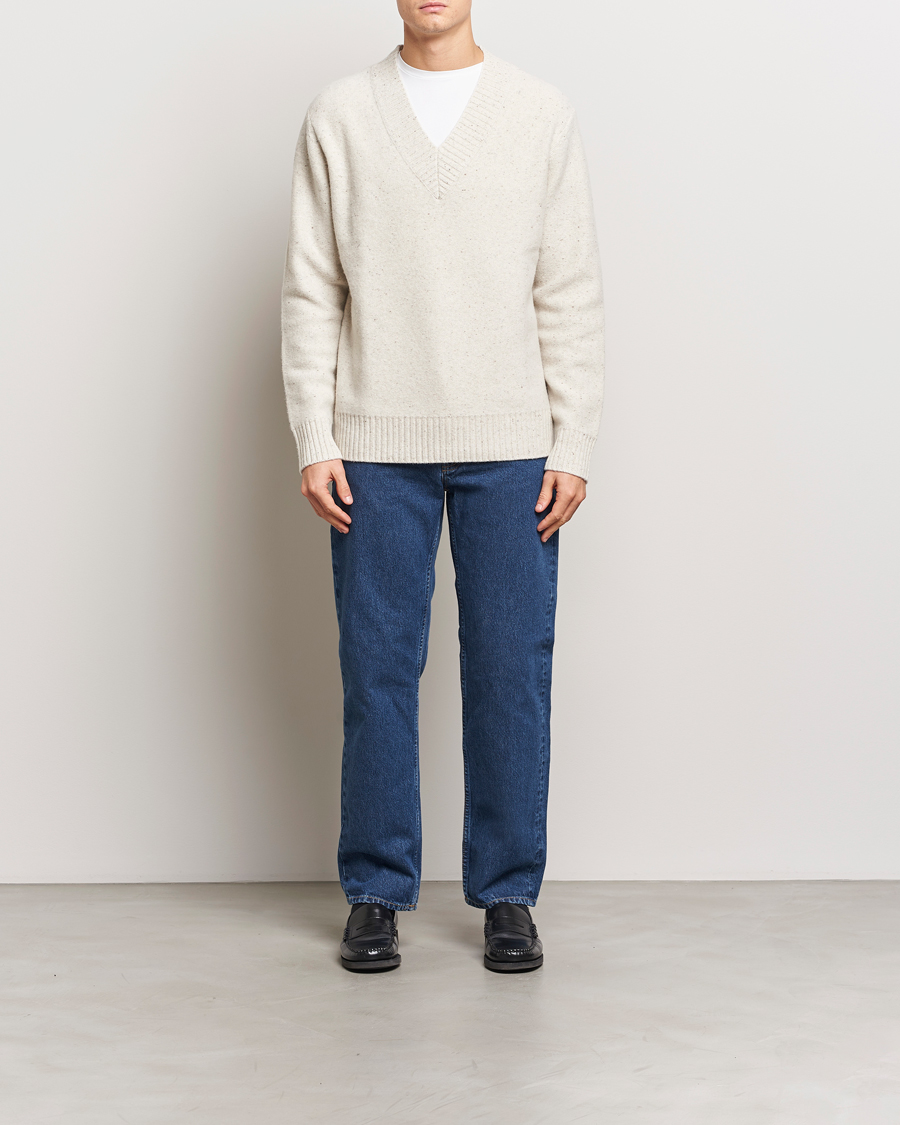 Herre | Gensere | A Day's March | Stanley Boiled Merino V-Neck Sweater Snow