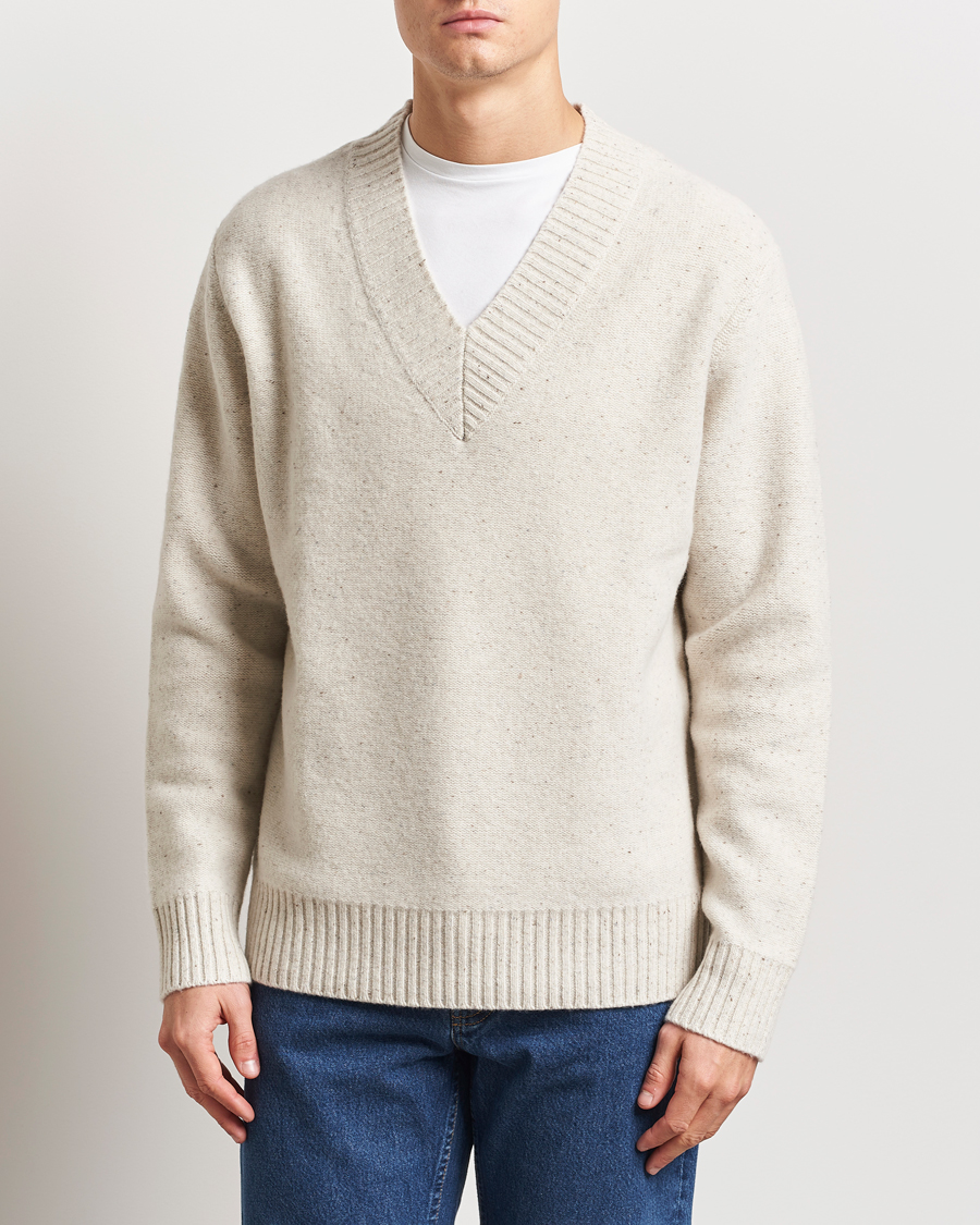 Herre | Gensere | A Day's March | Stanley Boiled Merino V-Neck Sweater Snow