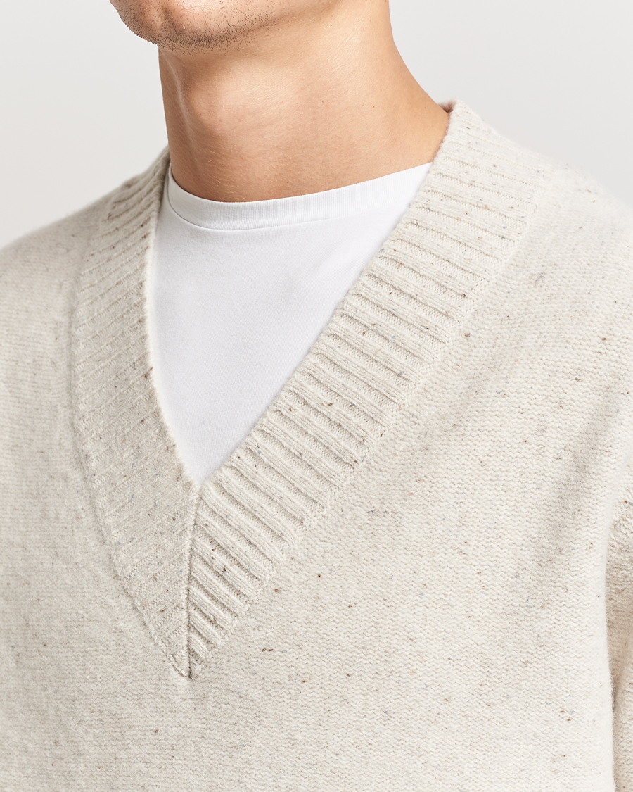 Herre | Gensere | A Day's March | Stanley Boiled Merino V-Neck Sweater Snow