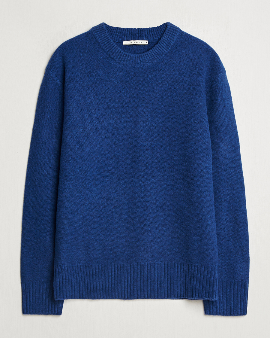 Herre | Gensere | A Day's March | Tietar Boiled Merino Sweater Blue