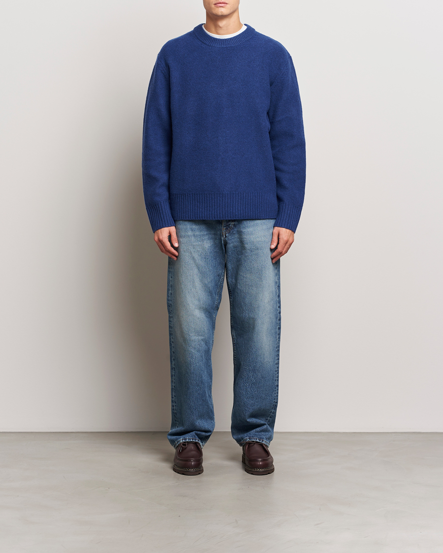 Herre | Gensere | A Day's March | Tietar Boiled Merino Sweater Blue